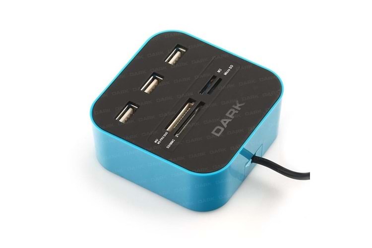 DARK UCR202 PRO DUO DK-AC-UCR202BL Kart Okuyucu USB Çoklayıcı Hub