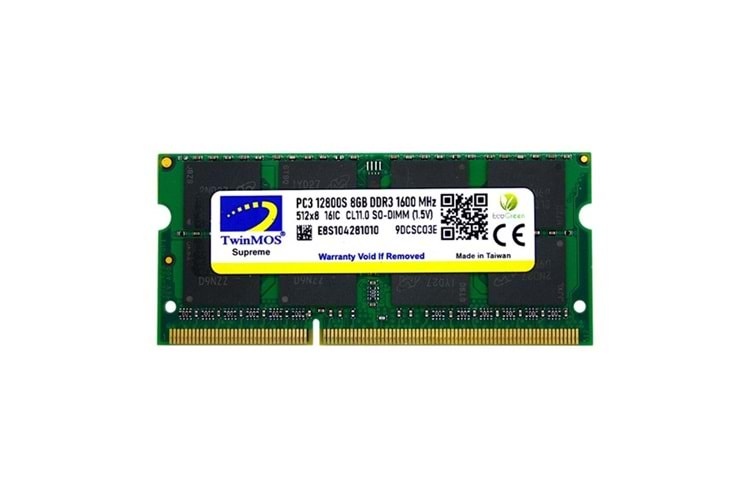 TWINMOS 8GB DDR3 1600 MHz NOTEBOOK RAM MDD38GB1600N 1.5volt