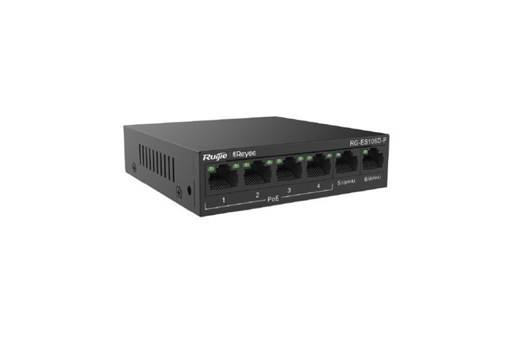 RUIJIE 5port 58w 4port PoE RG-ES106D-P 10/100 Yönetilemez Switch
