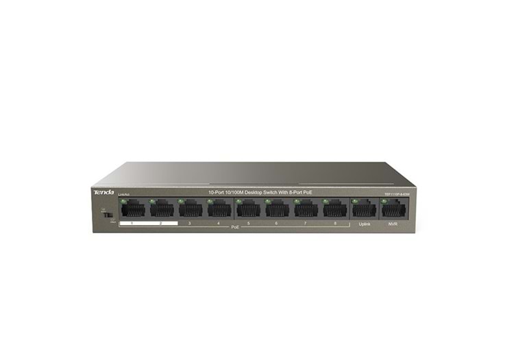 TENDA 8port 63w FULL PoE TEF1110P-8-63W 10/100 Yönetilemez Switch