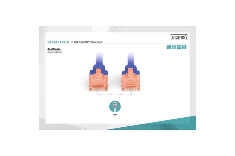 DIGITUS 10m CAT6 Utp DK-1617-100/B Mavi Patch Kablo