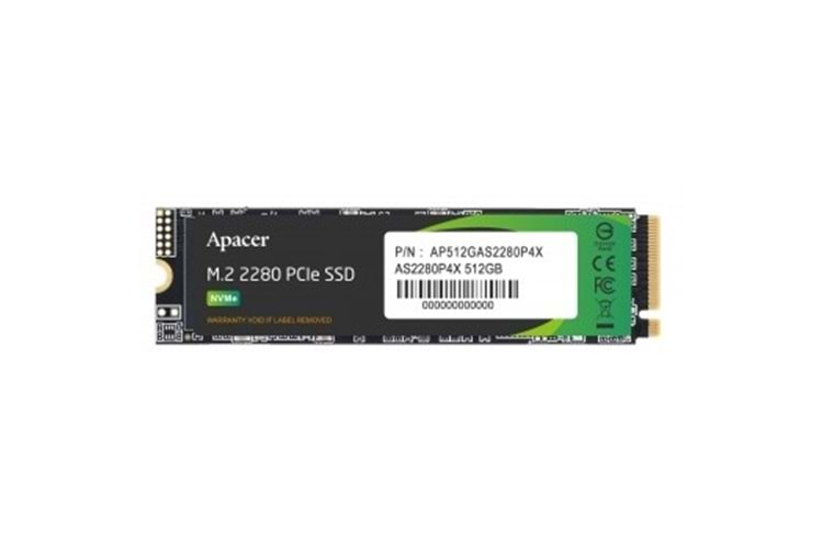 APACER 512GB AS2280P4X-1 2100- 1700MB/s M2 PCIe NVMe Gen3 Disk