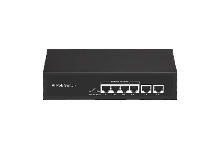 ODS 4port +2 UPLINK 60w FULL PoE 08ODS-4P2U 10/100 Yönetilemez Switch