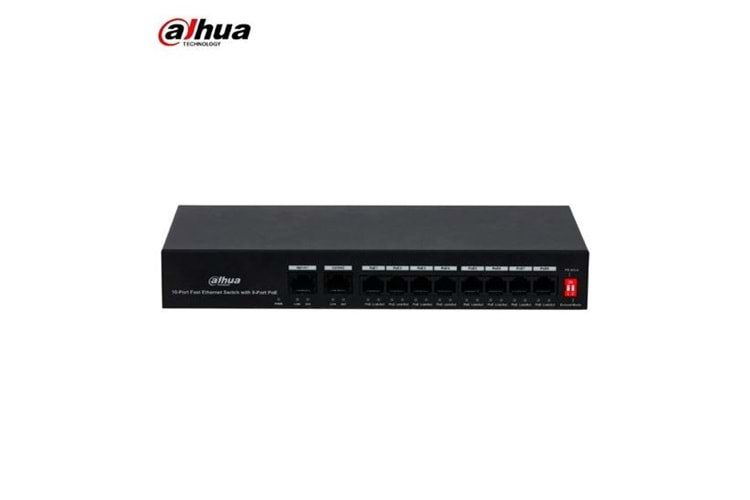 DAHUA 8port 65w FULL PoE PFS3010-8ET-65 10/100 2X-UPLINK Yönetilemez Switch