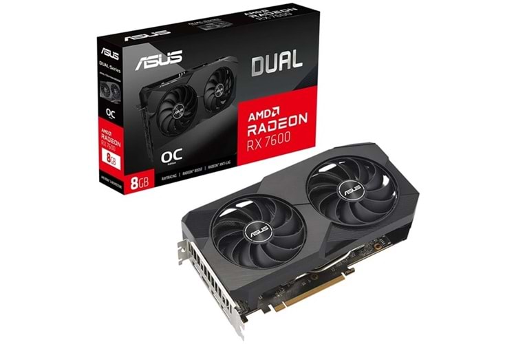 ASUS 8GB DUAL RX7600-O8G GDDR6 128bit HDMI DP PCIe 16X v4.0
