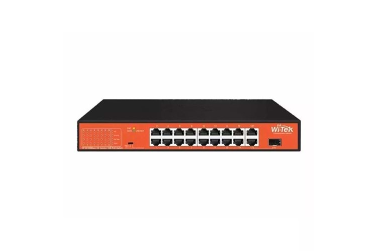 WI-TEK 16port 150w FULL PoE WI-PS518GH 10/100 Yönetilemez Switch