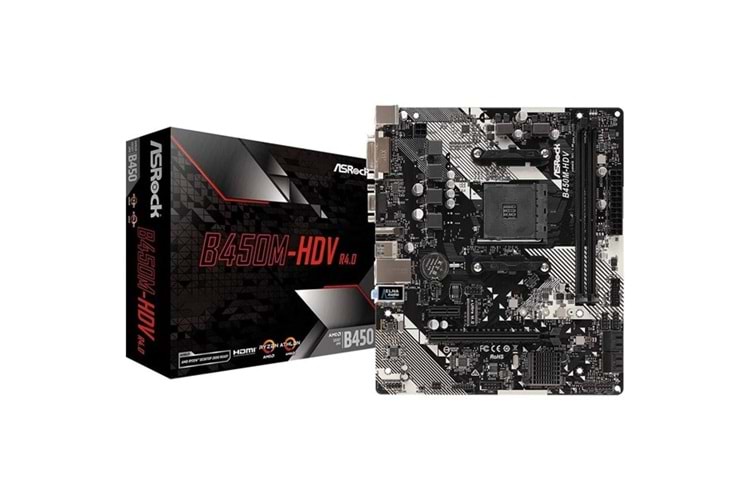 ASROCK B450M-HDV R4.0 DDR4 HDMI DVI PCIe 16X v4.0 AM4 mATX