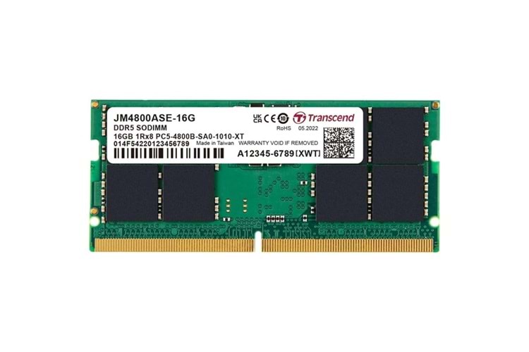 TRANSCEND 16GB DDR5 4800MHZ CL40 NOTEBOOK RAM VALUE JM4800ASE-16G