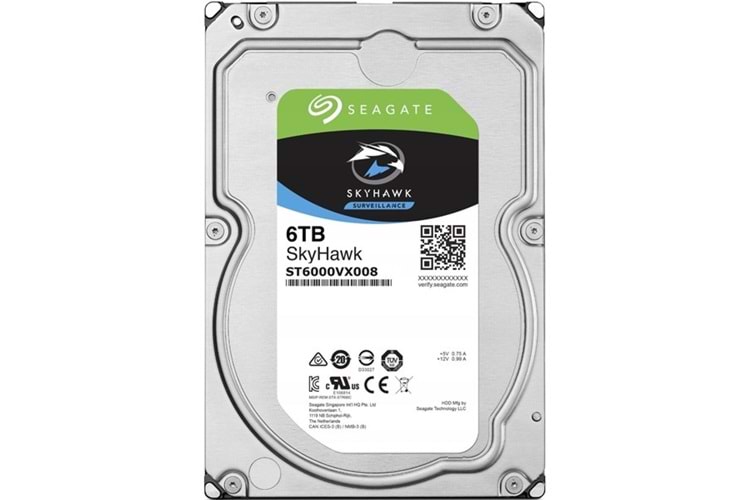SEAGATE 6TB SKYHAWK ST6000VX008 5900 RPM 256MB SATA-3 Güvenlik Diski