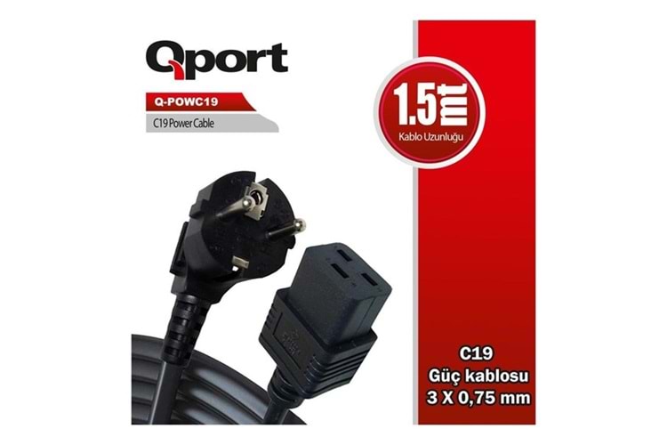QPORT Q-POWC19 1.5 metre Power Kablosu