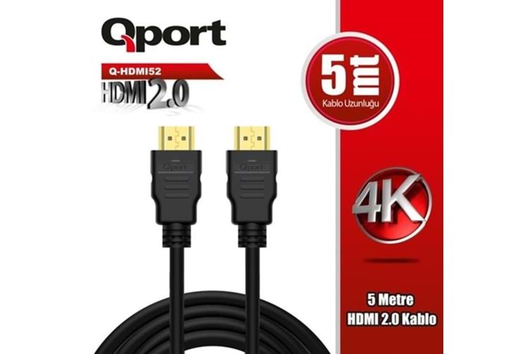 QPORT Q-HDMI52 5 5metre HDMI Görüntü Kablosu 3D Gold 2.0V 4K 60HZ
