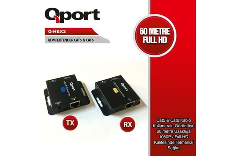 QPORT Q-HEX2 Cat5e/Cat6 60m HDMI Extender