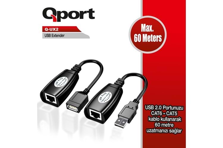 QPORT Q-UX2 60Metre USB Extender 2-li Paket