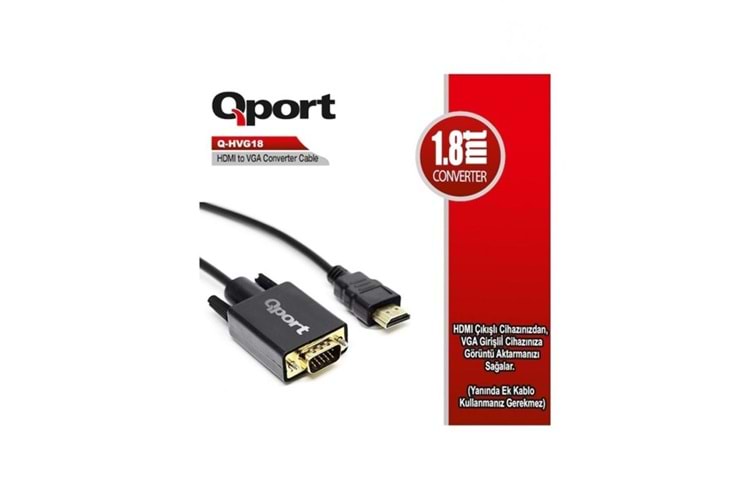 QPORT Q-HVG18 1.8metre HDMI-VGA Çevirici Kablo