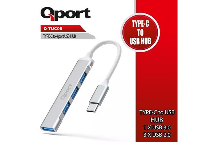 QPORT Q-TUC05 4port Type-C USB Çoklayıcı Hub