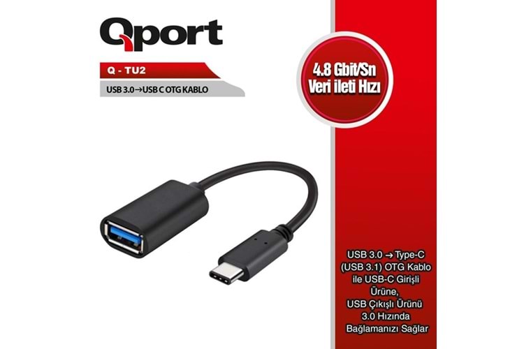QPORT Q-TU2 0.15metre USB 3.0-TYPE C Görüntü Adaptörü