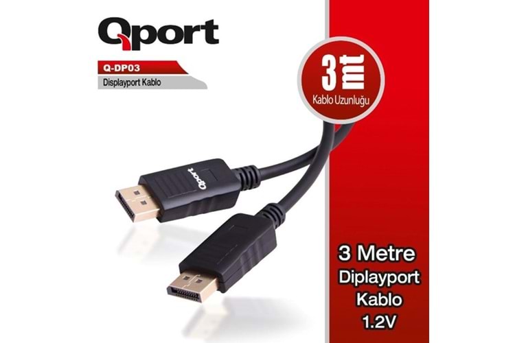 QPORT Q-DP03 3metre DP Kablo