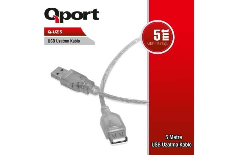 QPORT 5metre Q-UZ5 USB 2.0 Uzatma Kablosu