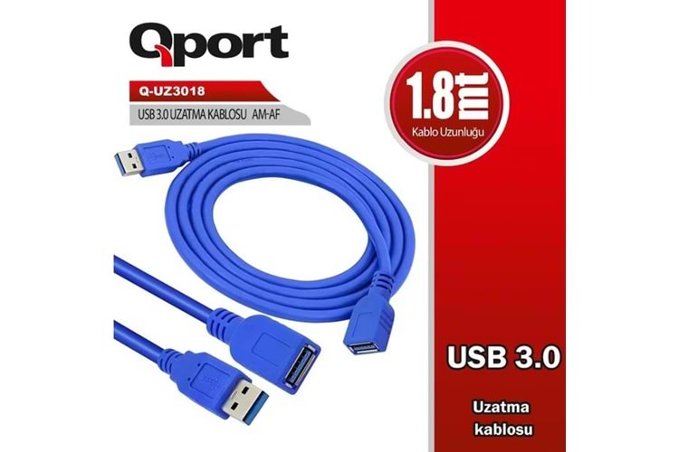 QPORT 1.8metre Q-UZ3018 USB 3.0 Uzatma Kablosu