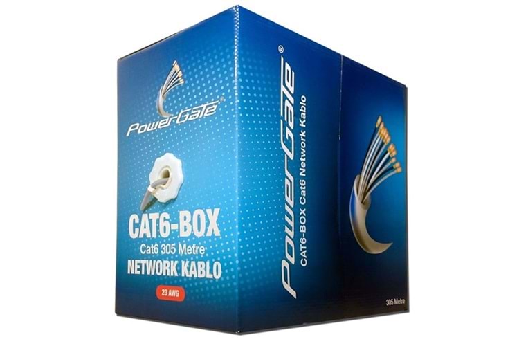 POWERGATE CAT6 Utp 23AWG Gri 305m Kablo CAT6-BOX-GY