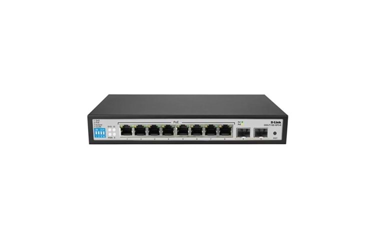 D-LINK 10port 96w 8port PoE DGS-F1100-10PS-E/E GIGABIT 2X SFP Yönetilemez Switch