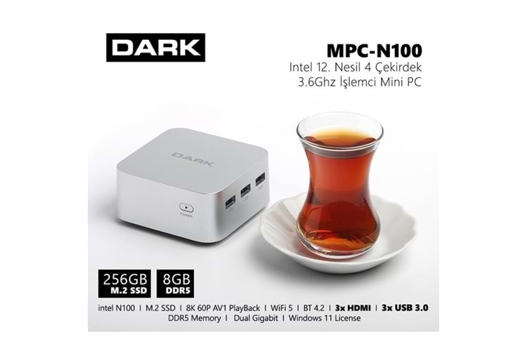 DARK MPC DK-MPC-N100 N100 8GB- 256GB SSD- O/B UHD W11 PRO Mini PC