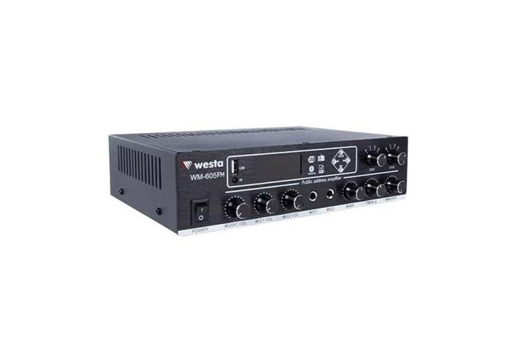 WESTA WM-605FM 100W 2-bölgeli Radyolu 100W/100V Mixer Amfi	