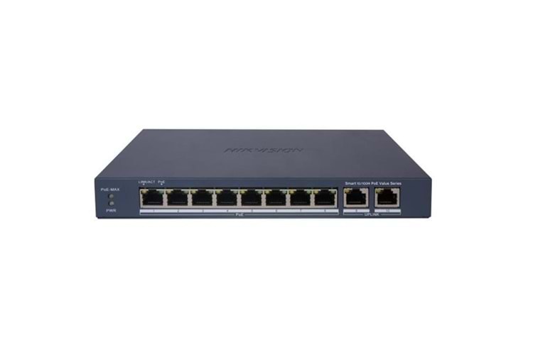 HIKVISION 8port 60w FULL PoE DS-3E1310P-EI/M 10/100 2X-UPLINK Yönetilemez Switch Metal