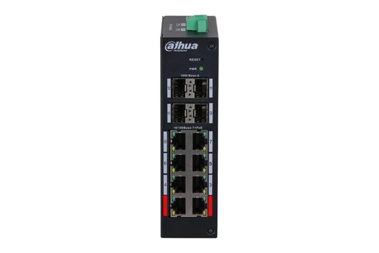 DAHUA 8port PoE 120w HS4412-8ET-120 10/100 4X SFP Yönetilebilir Endüstriyel Switch
