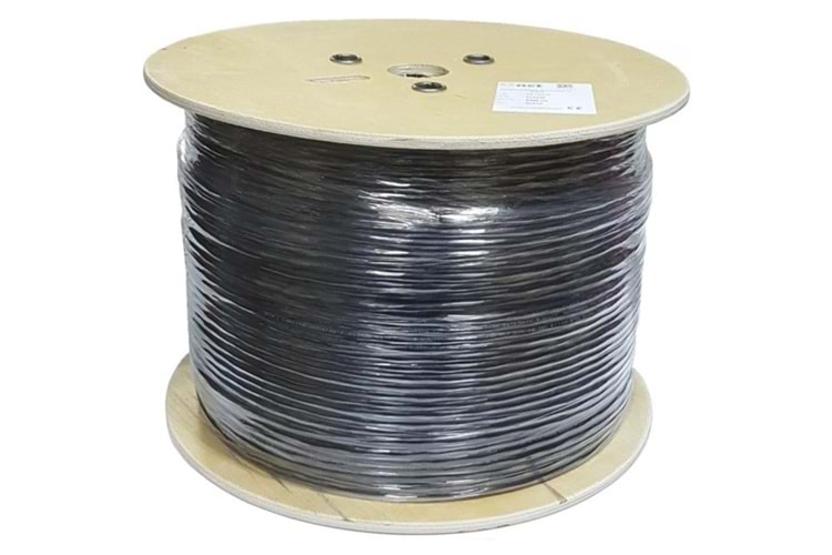 AGER CAT6 Utp 23AWG Siyah 500m Makara Saf Bakır Outdoor Kablo 0.55mm AC-600-5-OD