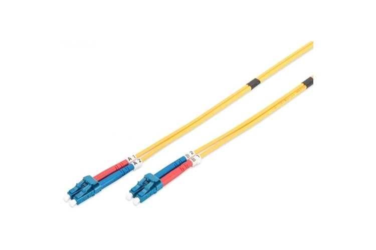DIGITUS 1m SM LC-LC 9/125µ LSZH Duplex Fiber Optik Patch Kablo