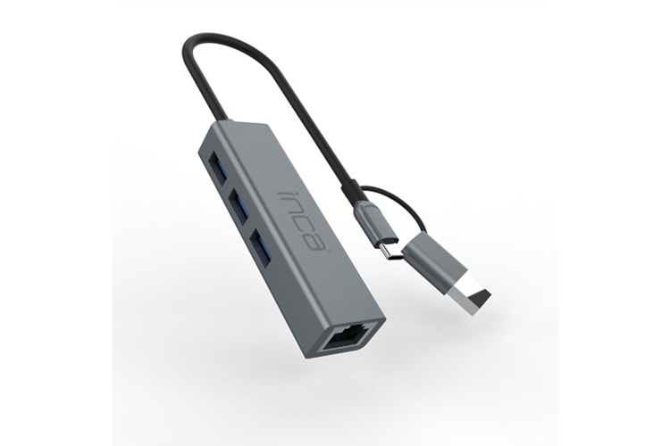 INCA IUTP-03T Gigabit TYPEC-USB 3.0 Ethernet 3x USB Çoklayıcı