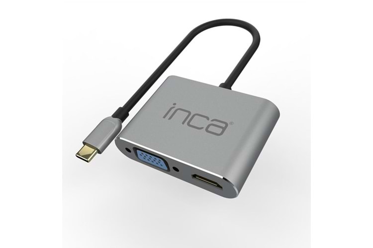INCA ITPC-06T 0.15metre TYPE-C - HDMI_VGA(D) Görüntü Adaptörü Gümüş 100W 