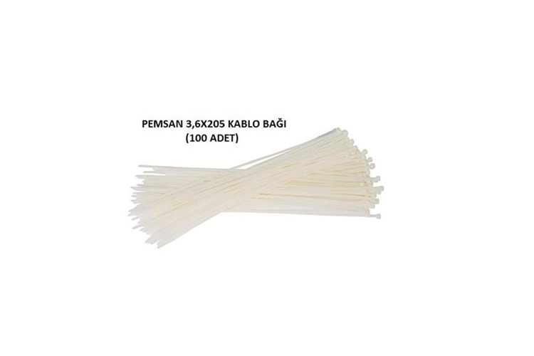 PEMSAN 3,6*205 100'lü Paket KABLO BAĞI SİYAH