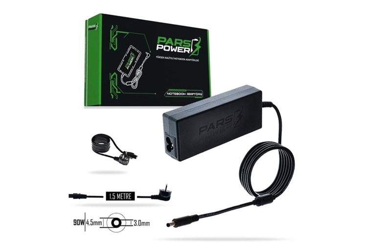 PARS POWER PRS-019 90W 19.5V 4.62A- 4.5*3.0MM Siyah ADAPTÖR