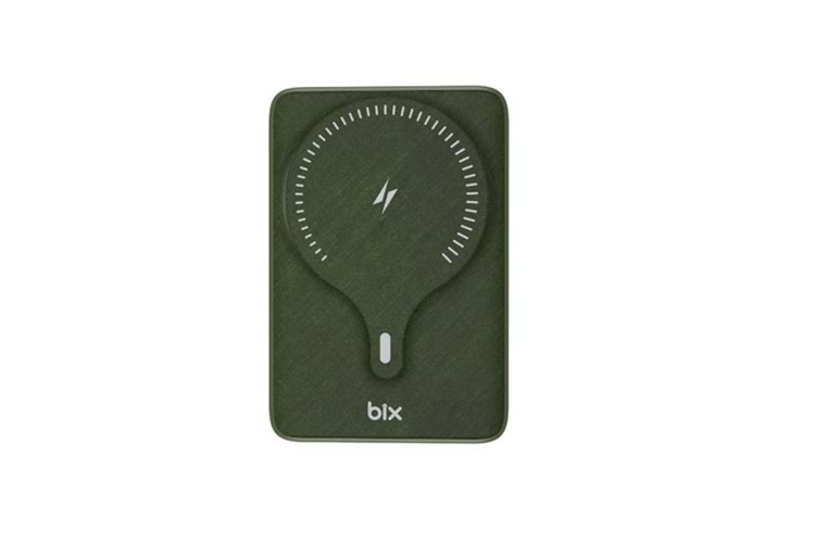 BİX 10000mAh BXPB105-GRE 22.5W-15W Type-C Micro USB KABLOSUZ LED GÖSTERGELİ Yeşil POWERBANK