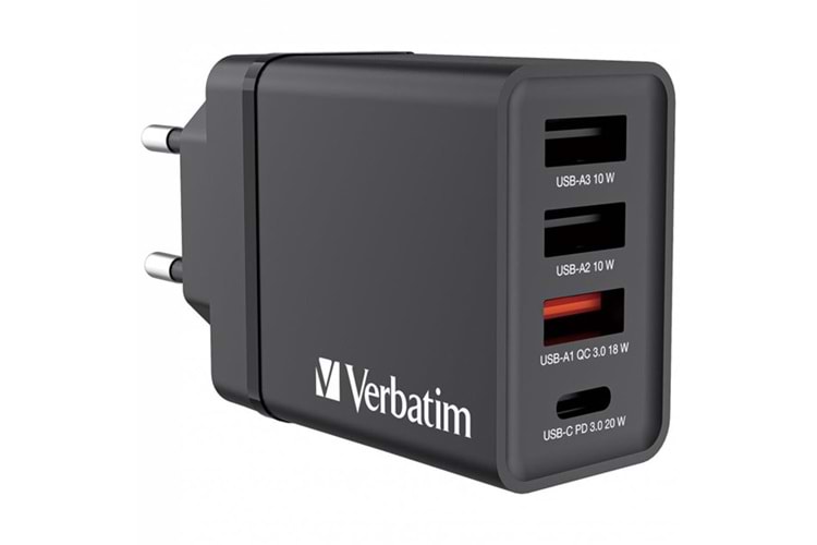 VERBATIM CHR-30EU1 30W 4 Bağlantı Noktalı USB Duvar Şarj Cihazı - Siyah