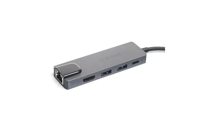 DARK DK-AC-U31X46 Type-C to Ethernet / HDMI / USB 3.0 - USB 2.0 / USB-C PD 65W Macbook Pro/Air & Notebook/Ultrabook için Port Çoklayıcı HUB