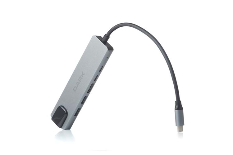DARK DK-AC-U31X47 Type-C to Ethernet / HDMI / USB 3.0 - USB 2.0 / USB-C PD 100W Macbook Pro/Air & Notebook/Ultrabook için Port Çoklayıcı HUB