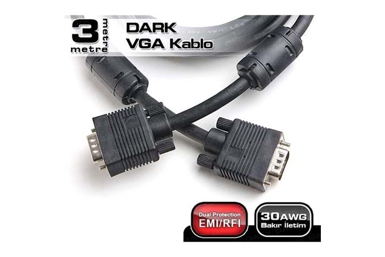 DARK DK-CB-VGAL300 3 Mt Monitör Kablosu VGA 15E/15E