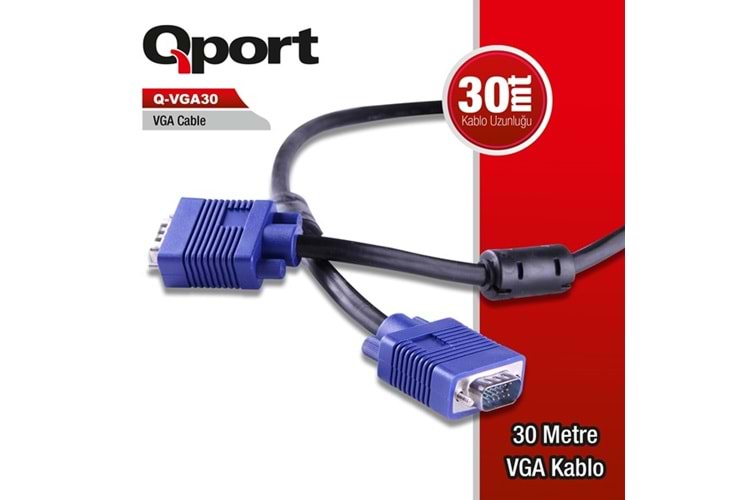 QPORT 30metre Q-VGA30 VGA Görüntü Kablosu