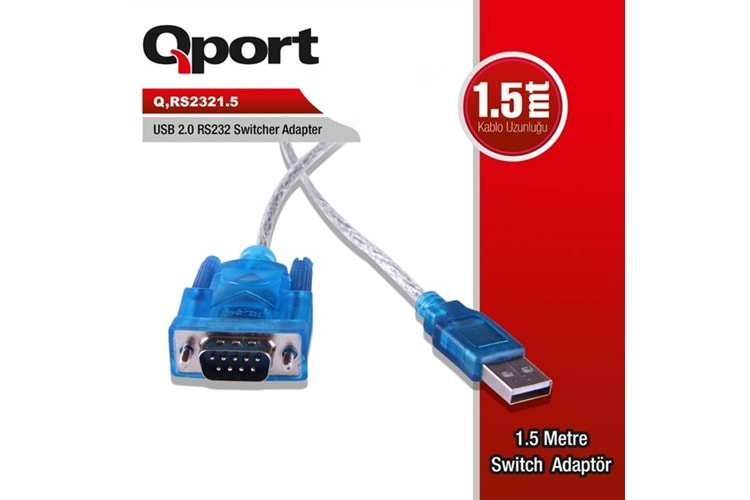 QPORT Q-RS232 1.5metre USB 2.0-RS232 Çevirici