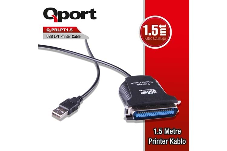 QPORT Q-PRLPT1.5 1.5metre Paralel Yazıcı Kablosu