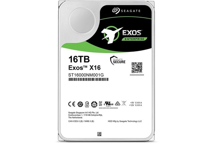 SEAGATE 16TB EXOS X16 ST16000NM001G 256MB 7200RPM SATA-3 NAS VE GÜVENLİK DİSKİ