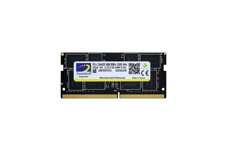 TWINMOS 8GB DDR4 3200Mhz NOTEBOOK RAM VALUE MDD48GB3200N