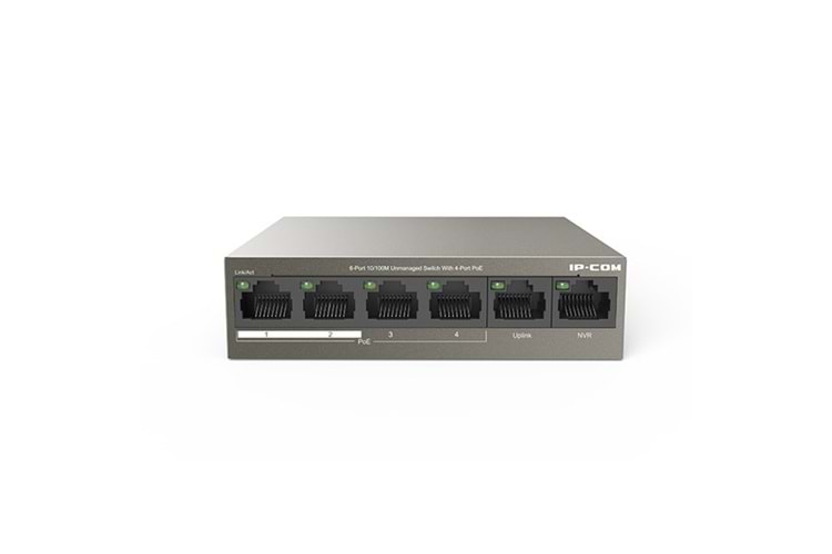 IP-COM 4port IP-F1106P-4-63W 10/100 2-Uplınk 63W Full PoE Yonetilemez Switch