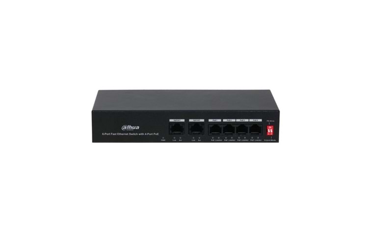 DAHUA 6port 36w 4port PoE PFS3006-4ET-36 10/100 2X-UPLINK Yönetilemez Switch	