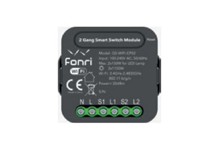 Fonri Wf3-El3-0202-01 Wıfı Kablosuz Cpo2 Akıllı Sıvaltı İkili Anahtar 