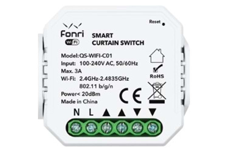 Fonri Wf3-El3-0201-11 Wıfı Kablosuz Cp03 Akıllı Perde Panjur Anahtar