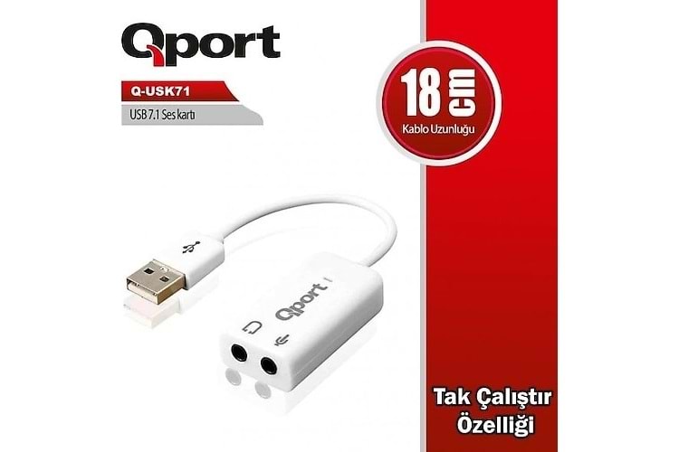 Qport Q-Usk71 Usb To Soundcard 7.1 Usb Ses Kartı